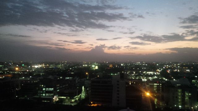 View from the Elite Lounge terrace: Bangalore at night.