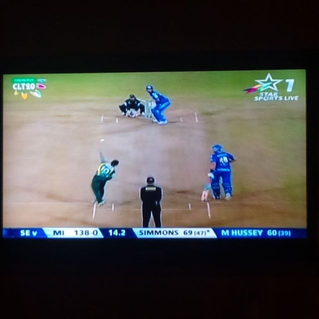 Cricket.  Yay!  This is T20 format, and is the Champion League version with four IPL teams and four other International champion teams.  I loved having a cricket game on every night, especially when I can listen to it in Hindi.