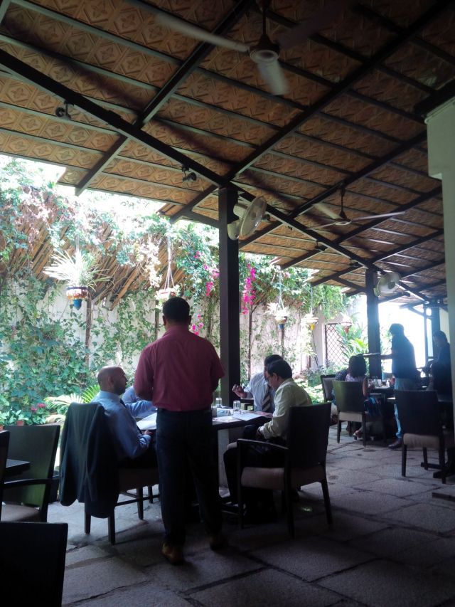 Nice atmosphere.  Weird menu options.  Food was..."meh".