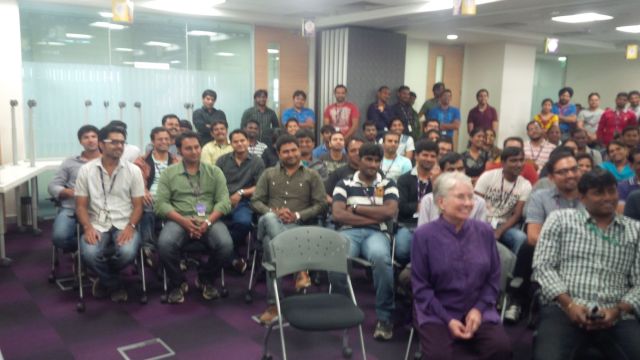 The team on the left side of the room.