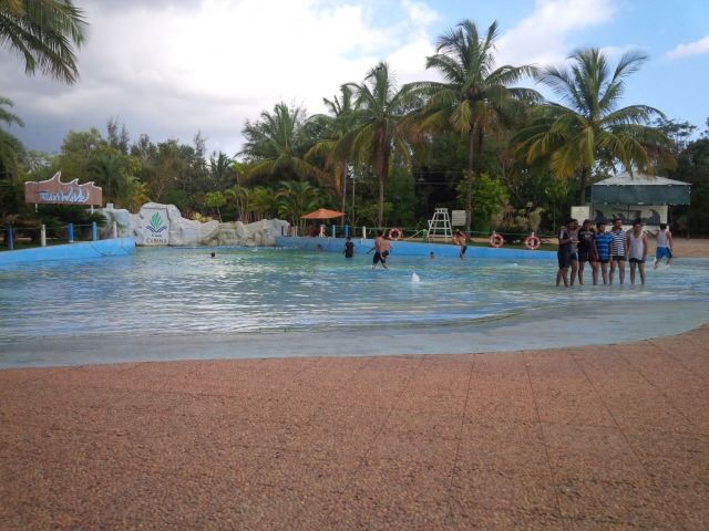 Team Event at Club Cabana.  You can do those when you have a team in one place, like an office.  Here some of the team surfs the wave pool.