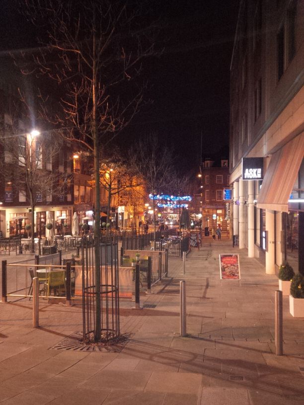 Nottingham at night.