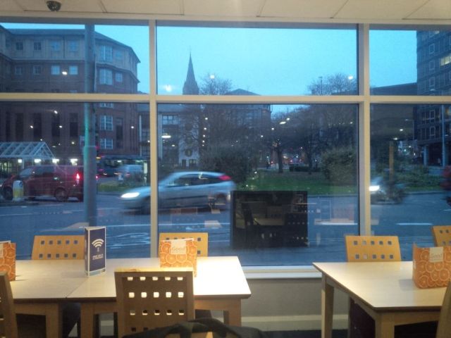 Viewing the rotary outside hotel lobby on Monday at breakfast.