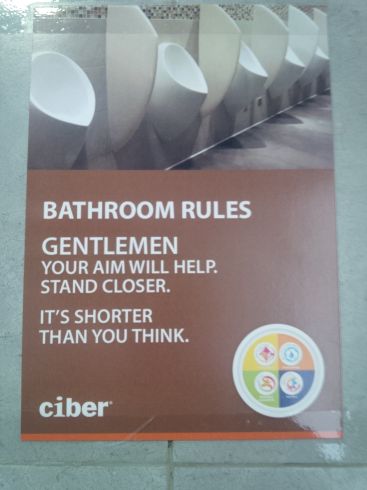 Sign in the gentleman's room.  Someone has a good sense of humor :-)