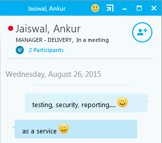 Chatting with Ankur.  Even this far apart, we're a team in sync!