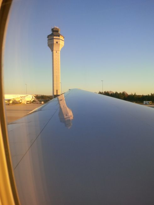 Scenes of taking off from Dulles.
