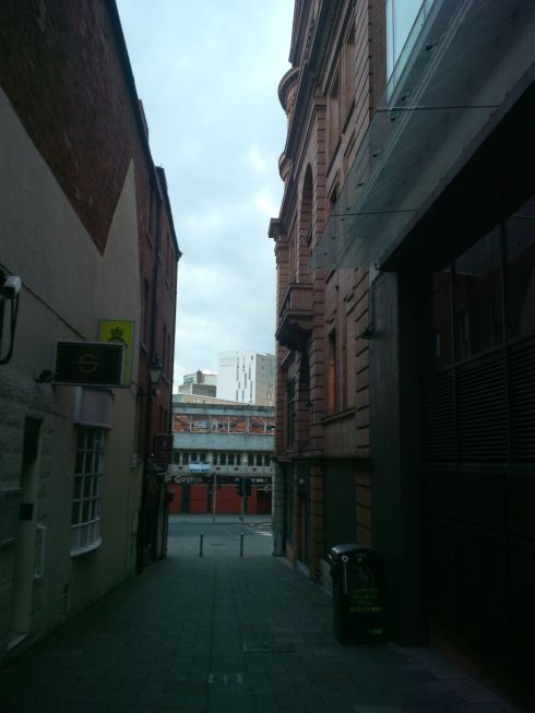 View down the alley in front of hotel.  England alleys have cool stuff to discover.