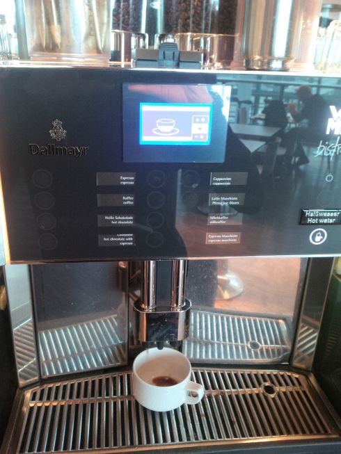 Ah, better.  Inside the lounge.  Espresso? Why, yes!