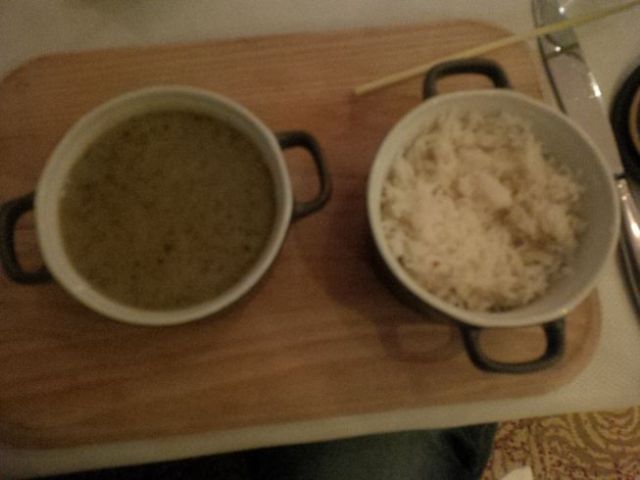 View of my green curry. I am so glad I'm heading to India for Indian food!