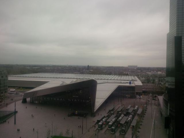 Monday - pics of Rotterdam.  this is a big transportation hub - trains, busses, taxis. (No cows).