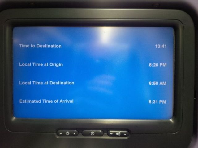 On-board, checking out the flight data and route map. (I learned something sitting here, which will come into play in a few pics.)