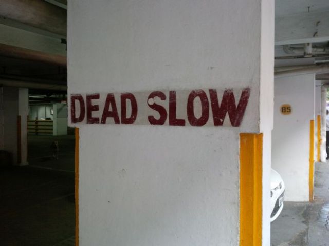 On the side of a parking garage.  I think it sounds like a great band name.