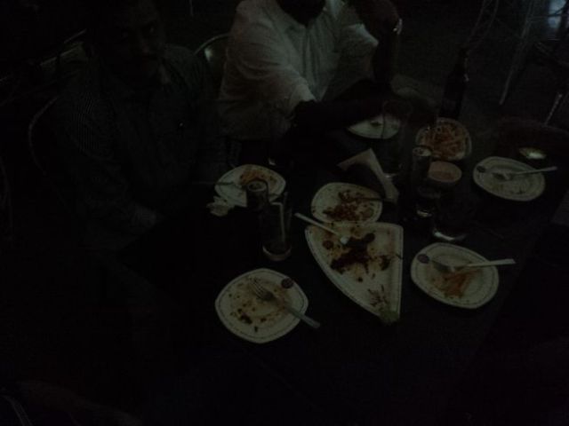 Dining outside on the deck.