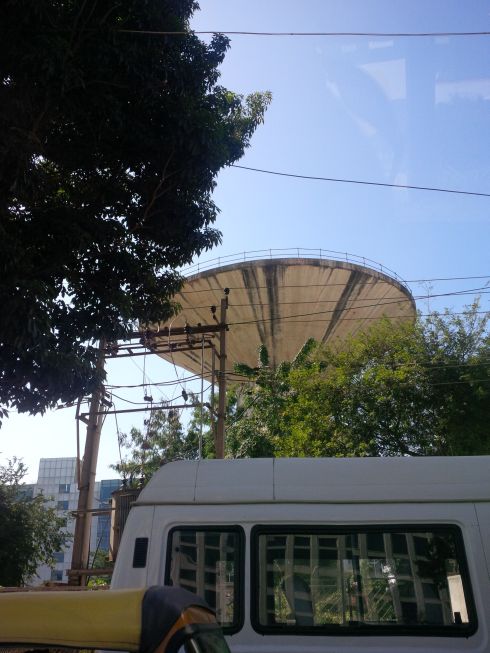 Goodbye, big water tower thing outside the hotel.